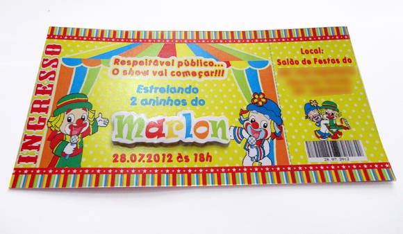 Convite Ingresso Personalizado 15x7,5 cm